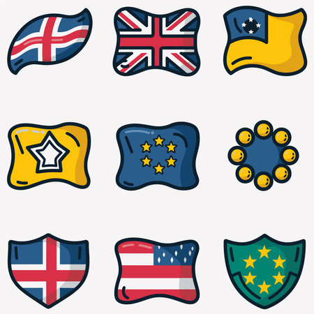Set of United Kingdom and European Flags. Vector illustration. Eps 10のイラスト素材