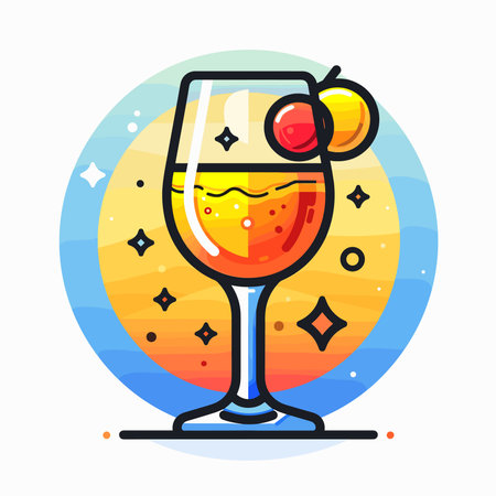 Cocktail icon in flat style. Alcoholic drink vector illustration.のイラスト素材