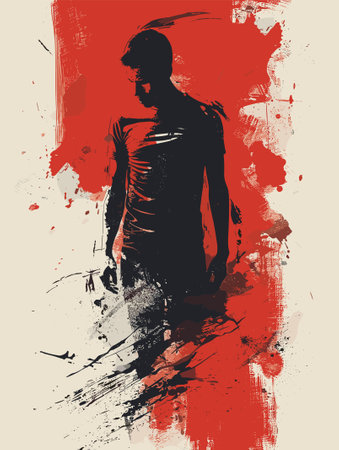 Vector illustration of a silhouette of a man on a grunge backgroundのイラスト素材