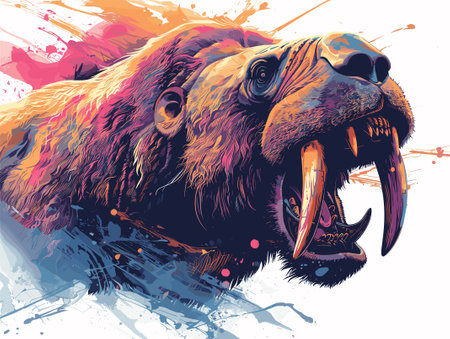 Grizzly bear in grunge style. Vector illustration.のイラスト素材
