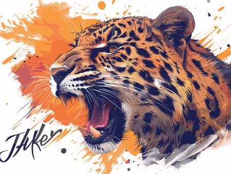 Tiger on grunge background. Vector illustration for your design.のイラスト素材