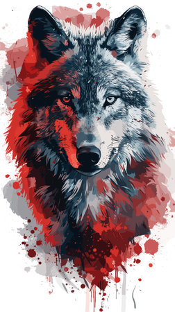 Portrait of a wolf in grunge style. Vector illustration.