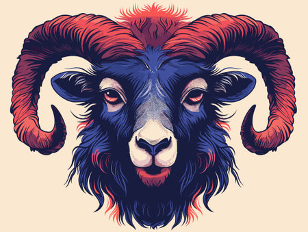 Mascot portrait of a frame with horns. Vector illustration.のイラスト素材