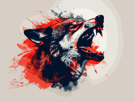 Wolf head with grunge splashes. Vector illustration for your designのイラスト素材