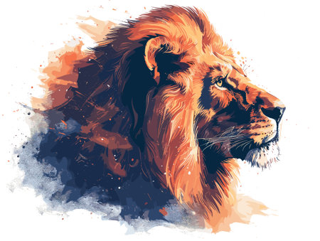 Lion head in grunge style. Hand drawn vector illustration.のイラスト素材