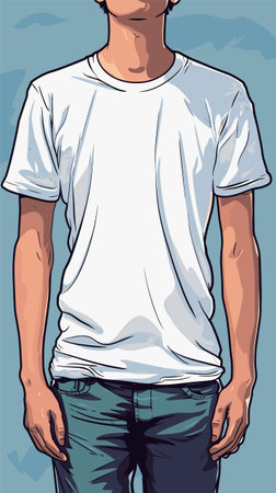 Man in white t-shirt and blue jeans. Vector illustration.のイラスト素材