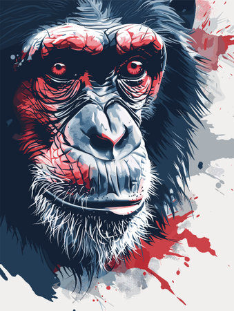 Chimpanzee. Vector illustration. Grunge effect.