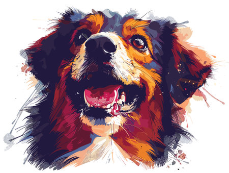 Portrait of a Bernese Mountain Dog. Hand drawn vector illustration.のイラスト素材