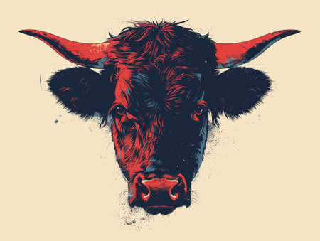 Bull head with grunge effect. Vector illustration for your design.のイラスト素材
