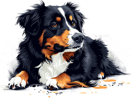 Bernese mountain dog. Vector illustration of a Bernese mountain dog.のイラスト素材