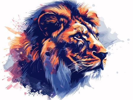 Lion head. Hand drawn vector illustration in sketch-style.のイラスト素材