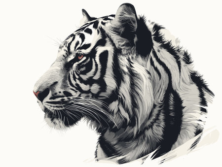 Portrait of a tiger on a white background. Vector illustration.のイラスト素材