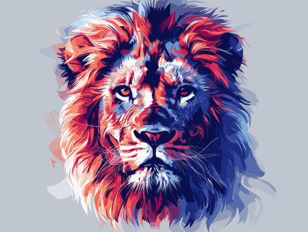 Lion head vector illustration. Colorful portrait of a lion.のイラスト素材