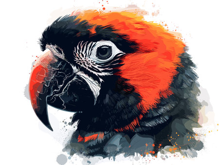 Portrait of a scarlet macaw parrot. Vector illustration.のイラスト素材