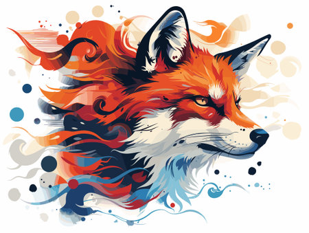 Vector illustration of a fox head with abstract floral background for your designのイラスト素材
