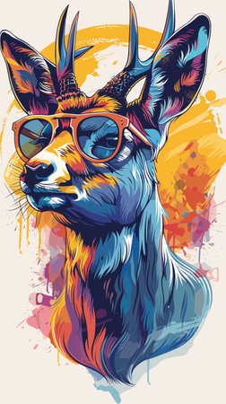 Deer with glasses. Hipster style. Vector illustration for your designのイラスト素材