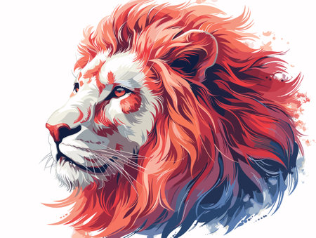Portrait of a lion on a white background. Vector illustration.のイラスト素材