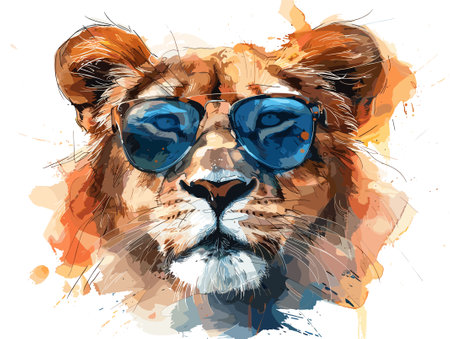 Lion head in grunge style. Grunge vector illustrationのイラスト素材