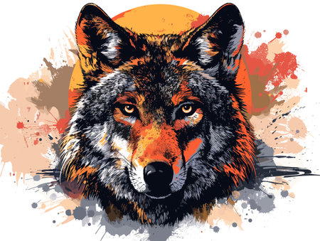 Wolf head on grunge background. Vector illustration for your design.のイラスト素材
