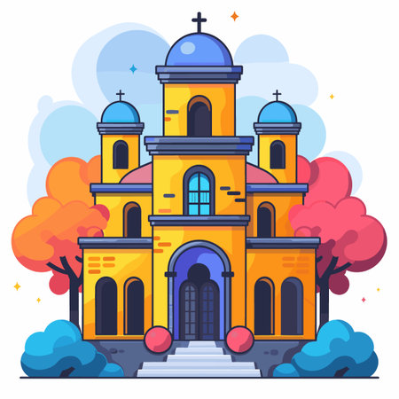 Church of the Holy Mother of God. Vector illustration in flat styleのイラスト素材