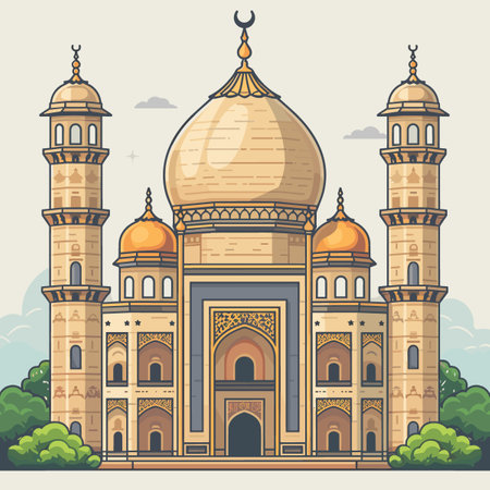 Church of St. John the Baptist in autumn. Vector illustration.のイラスト素材