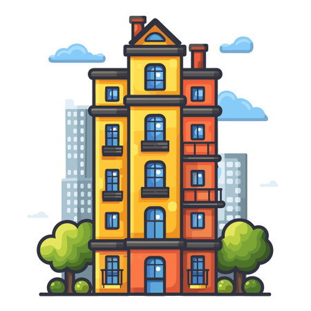 Vector illustration of a house in the village. Flat design style.のイラスト素材