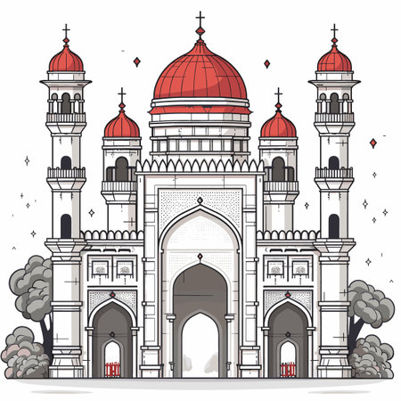 Taj Mahal in Delhi, India. Vector Illustration.のイラスト素材