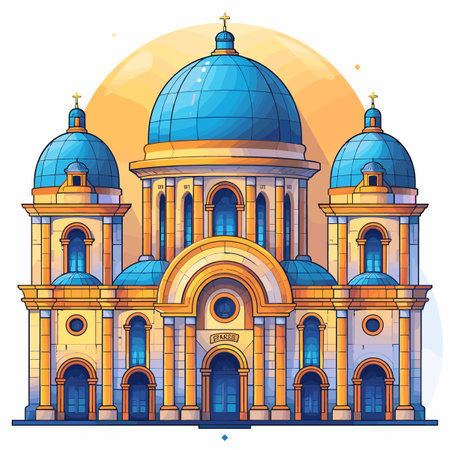Church of St. Nicholas in Prague, Czech Republic. Vector illustration.のイラスト素材