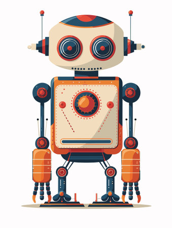 Cartoon robot Vector illustration in a flat style. Isolated on white background.のイラスト素材