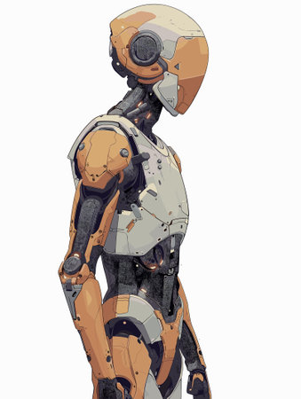 Robot on the production line. Vector illustration in retro style.のイラスト素材