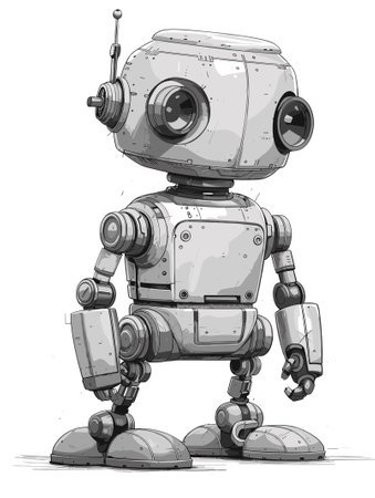 Vector illustration of a cute cartoon robot. Isolated on white background.