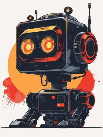 Vector illustration of a helmet of an astronaut on an orange background.