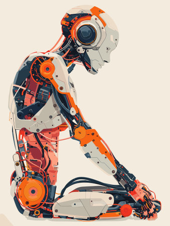 Vector illustration of a robot. Humanoid robot. Artificial intelligence.のイラスト素材