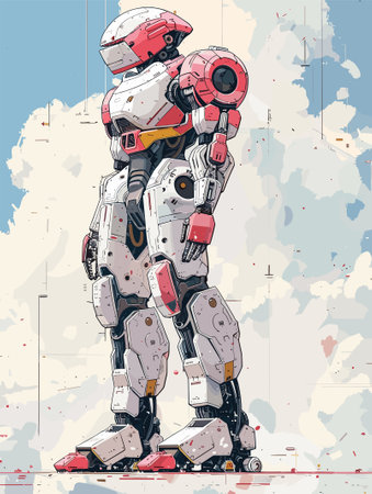 Vector illustration of a robot on a grunge background with space for textのイラスト素材