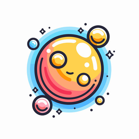 Cartoon planet icon. Vector illustration of a planet in outer space.のイラスト素材