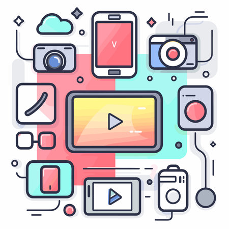 Modern thin line flat design concept for web and mobile apps. Vector illustration.のイラスト素材