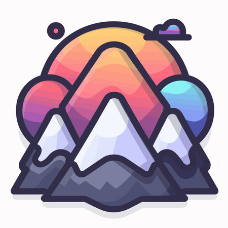 Mountains icon. Flat illustration of mountains vector icon for web designのイラスト素材