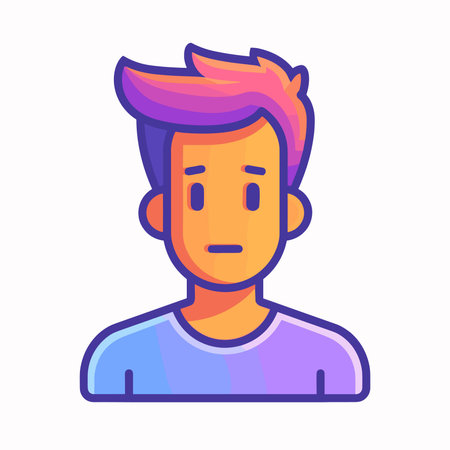 Avatar of a young man in a flat style. Vector illustration.のイラスト素材