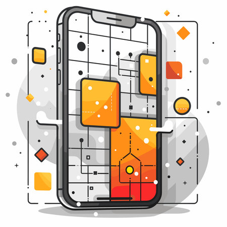 Smartphone with abstract background. Vector illustration in flat design style.のイラスト素材