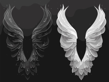 Angel wings on a black background. Vector illustration for your design.のイラスト素材