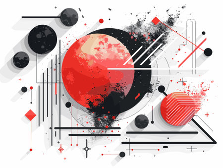 Abstract background with wavy shapes and splashes. Vector illustration.のイラスト素材