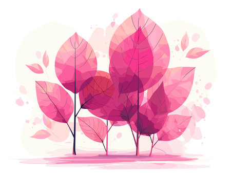 Vector illustration of stylized tree with pink leaves on white background.のイラスト素材