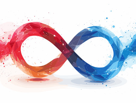 Infinity symbol with watercolor splashes on white background. Vector illustration.のイラスト素材