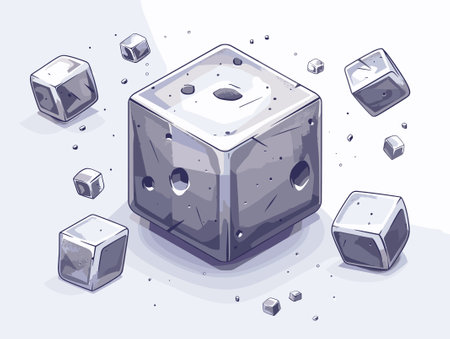 Illustration of a 3d rendering of an ice cube with cubes.のイラスト素材