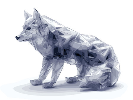 Polygonal wolf isolated on white background. Low poly illustration.のイラスト素材