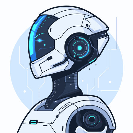 Robot head. Artificial intelligence concept. Vector illustration in cartoon style.のイラスト素材