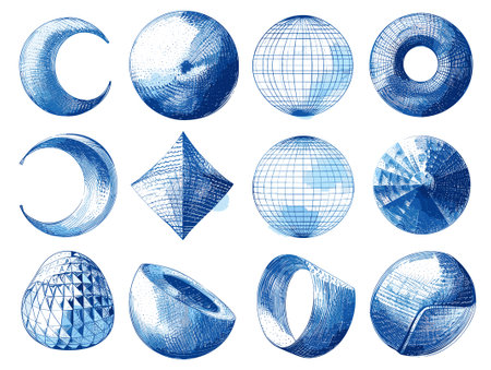 A set of abstract elements in the form of planets and stars. Vector graphics.のイラスト素材