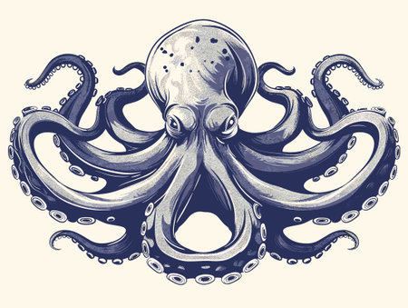 Octopus. Hand drawn vector illustration for tattoo or t-shirt design.のイラスト素材