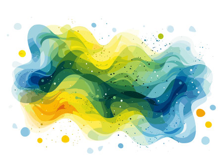abstract background with yellow, blue and green waves. vector illustrationのイラスト素材