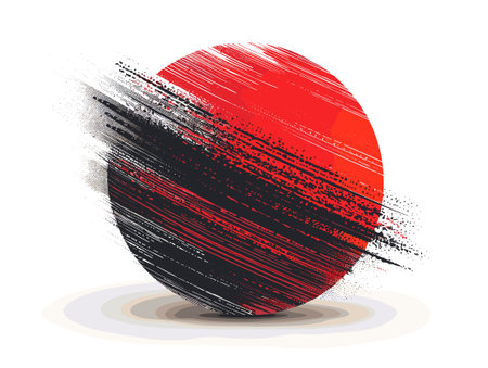 Abstract grunge red and black sphere on white background. Vector illustrationのイラスト素材